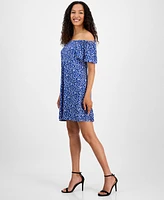 Robbie Bee Women's Printed Off-The-Shoulder Shift Dress