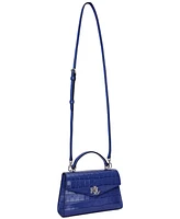 Lauren Ralph Crocodile-Embossed Leather Small Farrah Satchel
