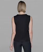 Karl Lagerfeld Paris Women's Braided-Trim Sleeveless Top