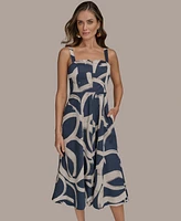 Donna Karan New York Women's Printed A-Line Midi Dress