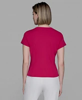 Karl Lagerfeld Paris Women's Pleated Short-Sleeve Blouse