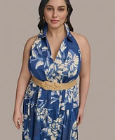 Donna Karan New York Plus Halter Belted Midi Dress