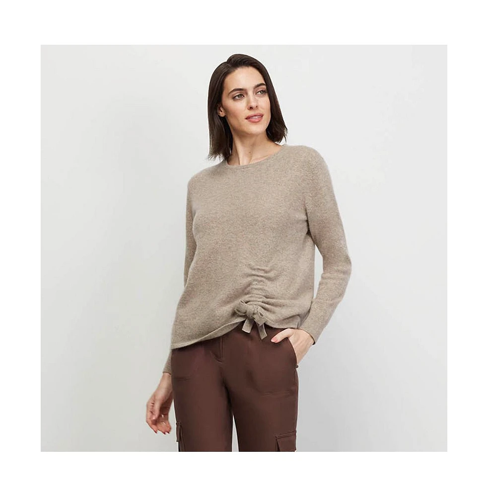 Carlisle Women's Tan Shirred Cashmere Pullover Sweater Andromeda
