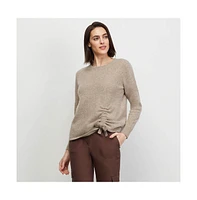 Carlisle Women's Tan Shirred Cashmere Pullover Sweater Andromeda
