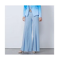 Carlisle Women's Blue Stretch Pleat-Front Pants Bazaar