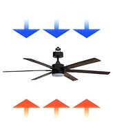 All Seasons 60" Ceiling Fan with Light, Quiet, Alexa/Google, 3 Color Led Lights, Reversible