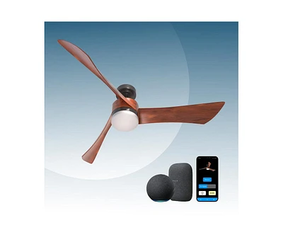 All Seasons 54 Ceiling Fan with Light, Quiet, Alexa Google, 3 Color Led Lights, Reversible,Remote