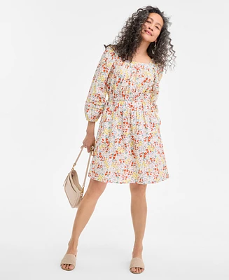 Style & Co Women's Printed Lurex Square-Neck Dress, Exclusively at Macy's