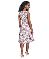 Calvin Klein Women's Floral-Print Scuba Fit & Flare Dress