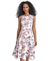 Calvin Klein Women's Floral-Print Scuba Fit & Flare Dress
