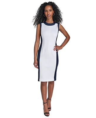 Calvin Klein Women's Colorblocked Sleeveless Scuba Sheath Dress