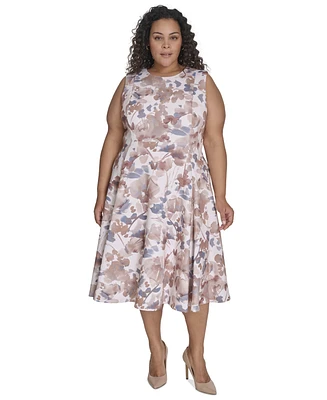 Calvin Klein Plus Size Printed Sleeveless Midi Dress