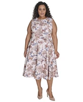 Calvin Klein Plus Size Printed Sleeveless Midi Dress