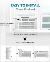 Cowsar Window Air Conditioner, 8000 Btu Ac Unit with Remote Control for Rooms up to 350 sq ft. High Cooling Capacity, 4 Modes, Led Display, 24H Timer,