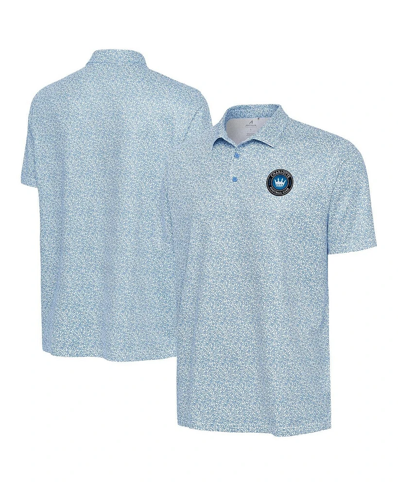 Antigua Men's Light Blue Charlotte Fc Field Ditsy Polo Shirt