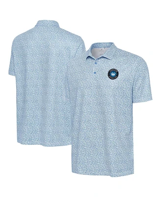 Antigua Men's Light Blue Charlotte Fc Field Ditsy Polo Shirt