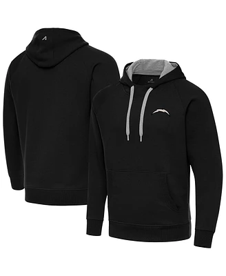 Antigua Men's Black Los Angeles Chargers Brushed Carbon Victory Pullover Hoodie