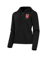 Antigua Women's Black New York Mets Contemporary Quarter-Zip Hoodie