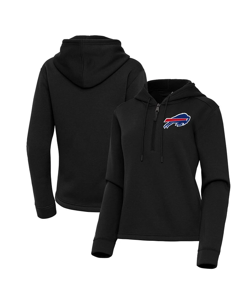 Antigua Women's Black Buffalo Bills Contemporary Quarter-Zip Hoodie