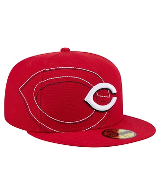 New Era Men's Red Cincinnati Reds Yarn Stitch 59FIFTY Fitted Hat