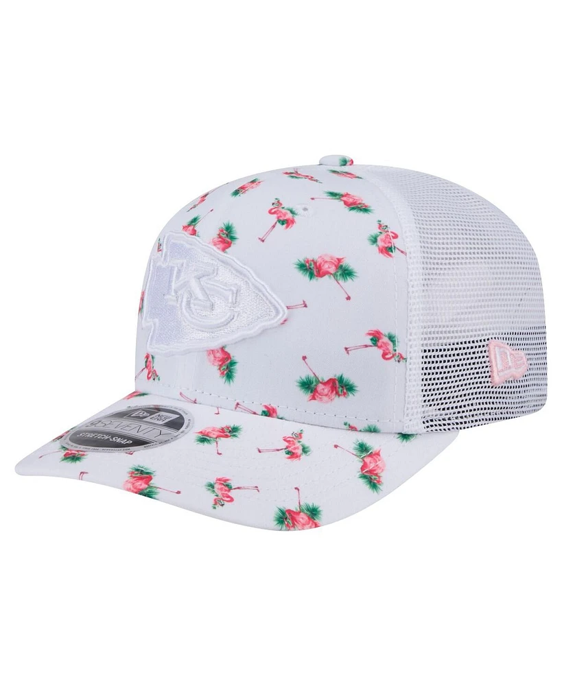 New Era Men's White Kansas City Chiefs Adventure Flamingo Pattern 9SEVENTY Stretch-Snap Hat