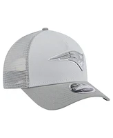 New Era Men's Gray New England Patriots Domain A-Frame Trucker 9FORTY Adjustable Hat