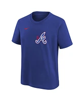 Nike Big Boys and Girls Royal Atlanta Braves City Connect Wordmark T-Shirt