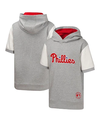 Outerstuff Big Boys and Girls Heather Gray Philadelphia Phillies Line Up Short Sleeve Pullover Hoodie
