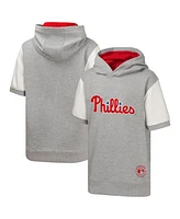Outerstuff Big Boys and Girls Heather Gray Philadelphia Phillies Line Up Short Sleeve Pullover Hoodie