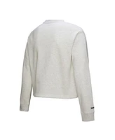 Mitchell & Ness Women's Heather Gray New York Yankees Cropped Toggle Pullover Sweatshirt