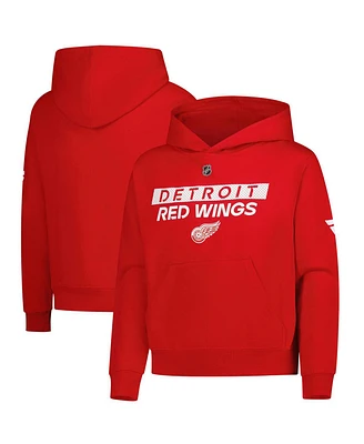 Outerstuff Big Boys and Girls Red Detroit Wings Authentic Pro Wordmark Fleece Pullover Hoodie