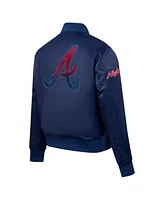 Pro Standard Women's Navy Atlanta Braves Rhinestone Satin Full-Snap Jacket