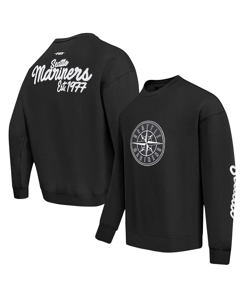 Pro Standard Men's Black Seattle Mariners Paint The City Dropped Shoulder Pullover Sweatshirt