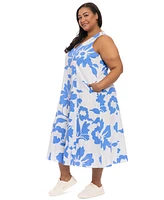 London Times Plus V-Neck Sleeveless Midi Dress