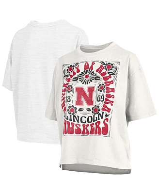 Pressbox Women's White Nebraska Huskers Harmony Oversized T-Shirt
