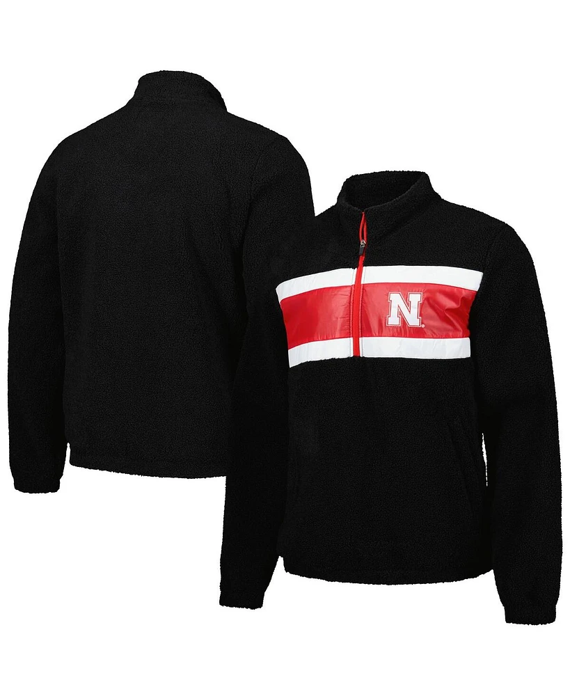 G-iii Sports by Carl Banks Men's Black Nebraska Huskers Pinch Runner Half-Zip Top