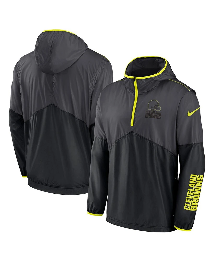Nike Men's Anthracite Cleveland Browns Volt Hoodie Half-Zip Jacket