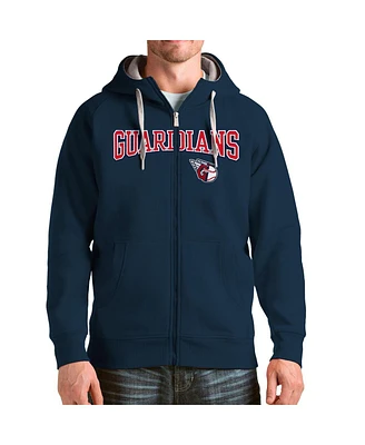 Antigua Men's Navy Cleveland Guardians Wordmark Victory Full-Zip Hoodie