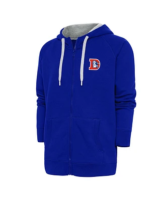Antigua Men's Royal Denver Broncos Throwback Logo Victory Full-Zip Hoodie
