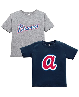 Soft as a Grape Toddler Navy/Gray Atlanta Braves Cooperstown Collection T-Shirt, Set of 2
