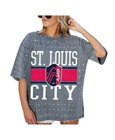 Gameday Couture Women's Gray St. Louis City Sc Oversized Mini Rhinestone Classic T-Shirt