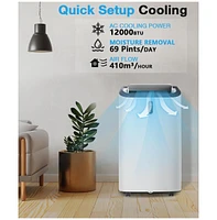 Cowsar Portable Air Conditioner 12000 Btu,Portable Ac Unit for Room Cools up to 550 Sq.ft,Air Conditioner Portable 3-in-one for Cooling,Dehumidifier&F