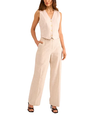 Vince Camuto Women's High-Rise Pinstriped Wide-Leg Pants