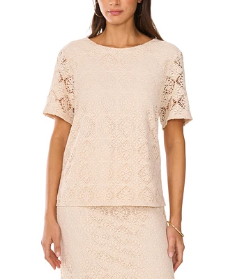 Vince Camuto Women's Crochet Short-Sleeve Blouse