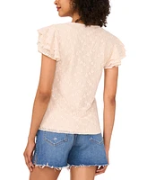 Vince Camuto Women's Ruffled-Sleeve V-Neck Lace Top