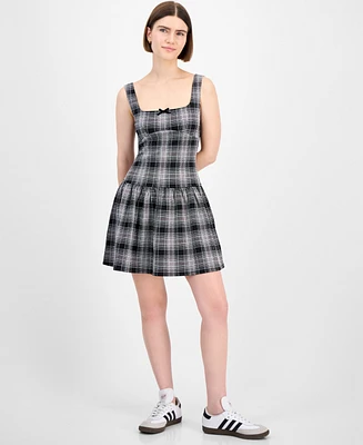 Planet Heart Juniors' Plaid Drop-Waist Mini Dress