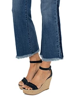 Liverpool Los Angeles Petite Gia Glider Frayed-Hem Cropped Flare Jeans