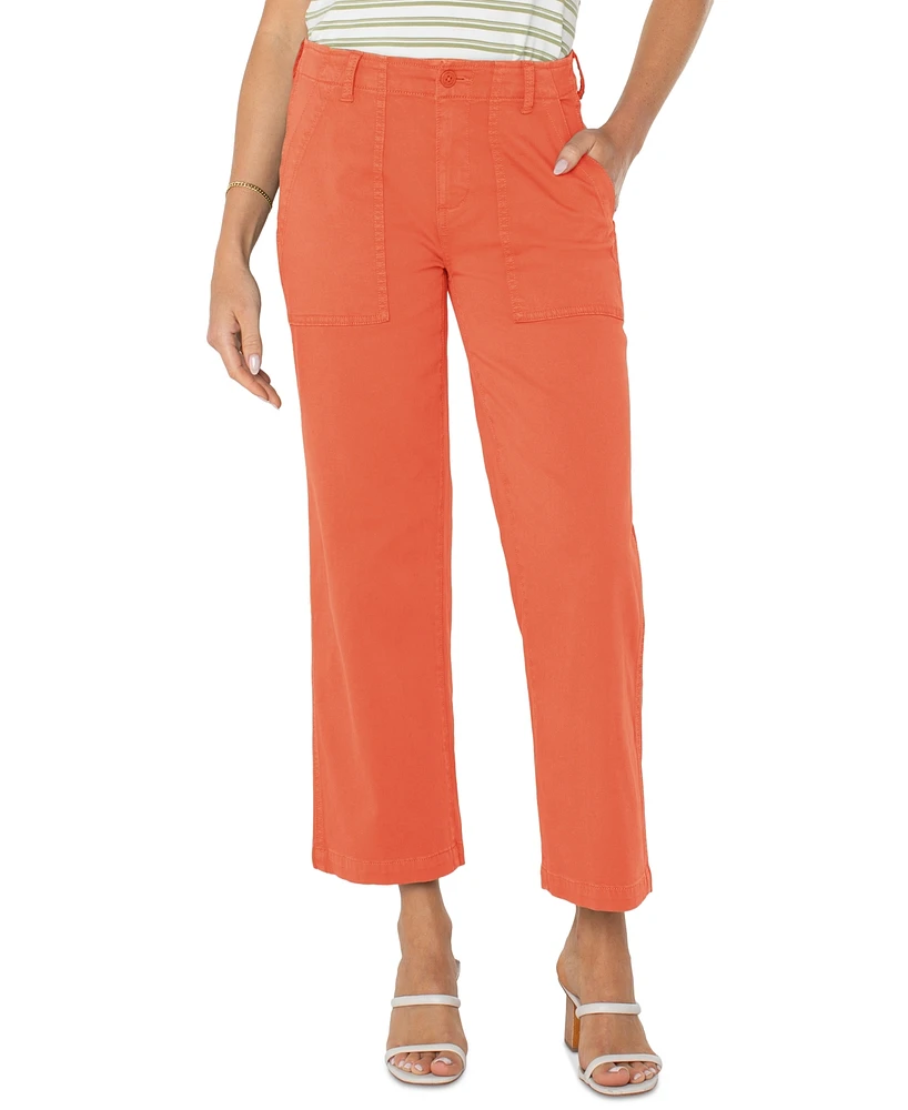 Liverpool Los Angeles Petite Cropped Wide-Leg Cargo Pants