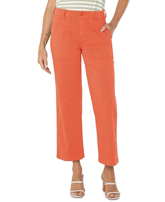 Liverpool Los Angeles Petite Cropped Wide-Leg Cargo Pants