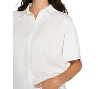 Liverpool Los Angeles Women's Shirred-Shoulder Relaxed Shirt